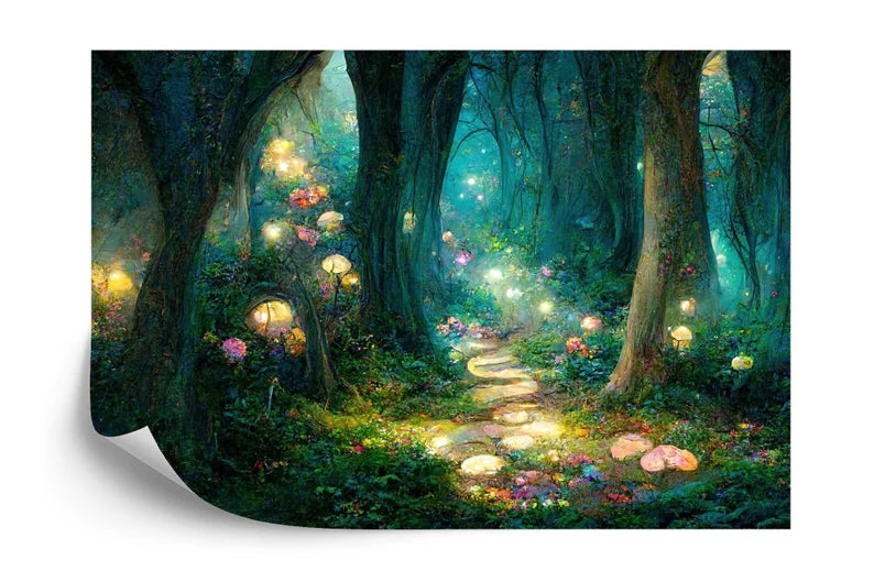Magical Forest Wallpaper Mural, Generative AI Art