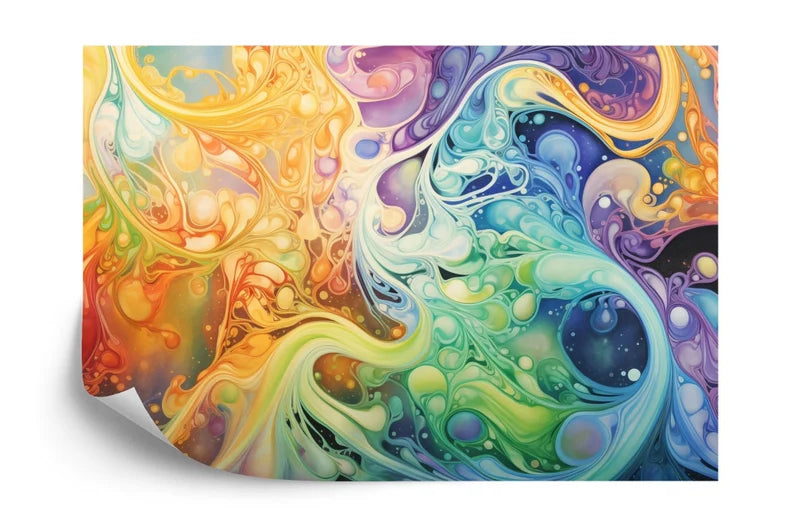 Abstract Watercolor Swirls Mural, Easy-Install