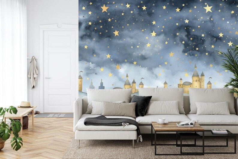 panoramic wall mural wallpaper presenting the complete artwork layout designed for large interior wall spaces wall decor wa