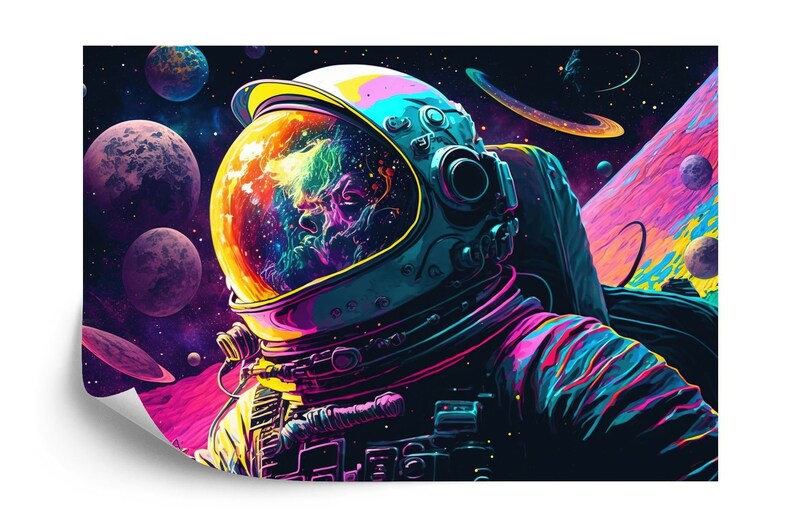 Psychedelic Space Wallpaper Mural, Kids Room Decor