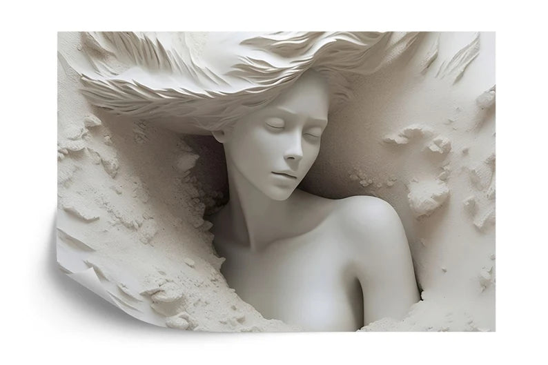 3D Illusion Woman Face Mural, Realistic Art Wallpaper