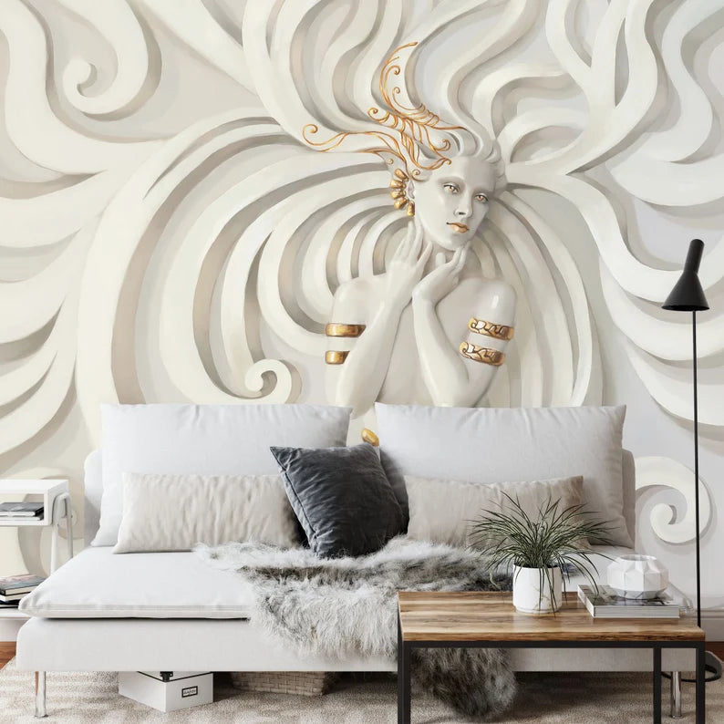 panoramic wall mural wallpaper presenting the complete artwork layout designed for large interior wall spaces wall decor wa