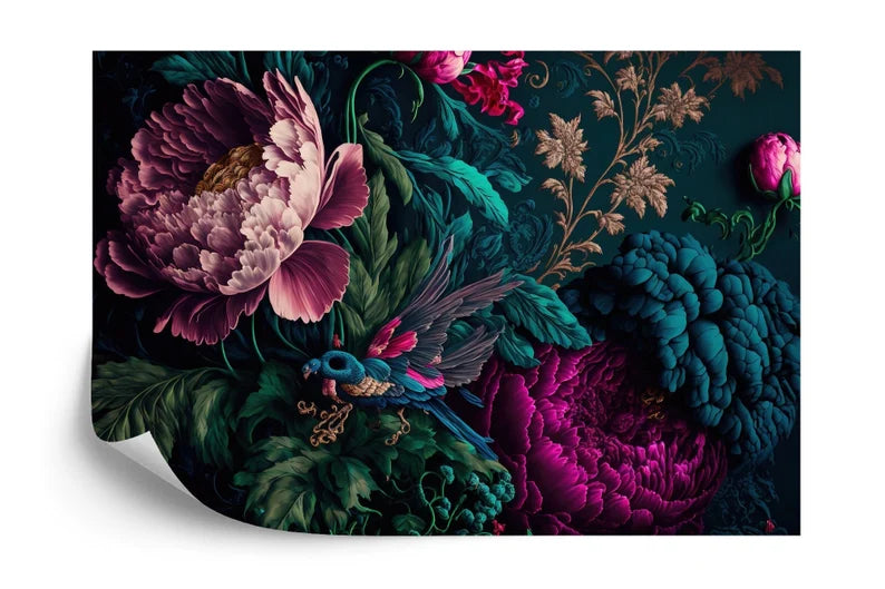Baroque Peonies Wall Mural, Rich Floral Wallpaper