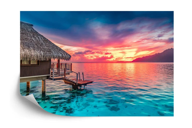 South Pacific Sunset Lagoon Wallpaper Mural Art Print