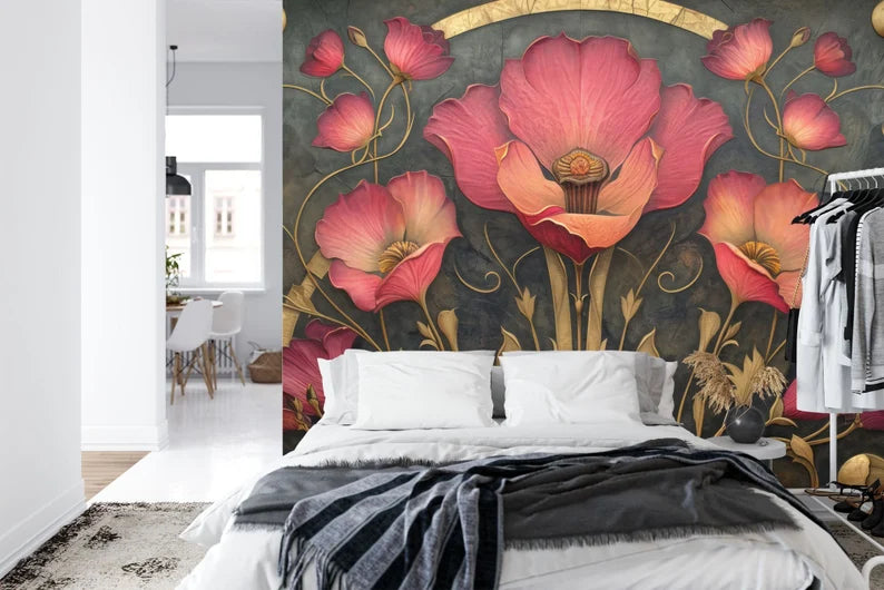 Art Nouveau Floral Wallpaper Mural Art Print