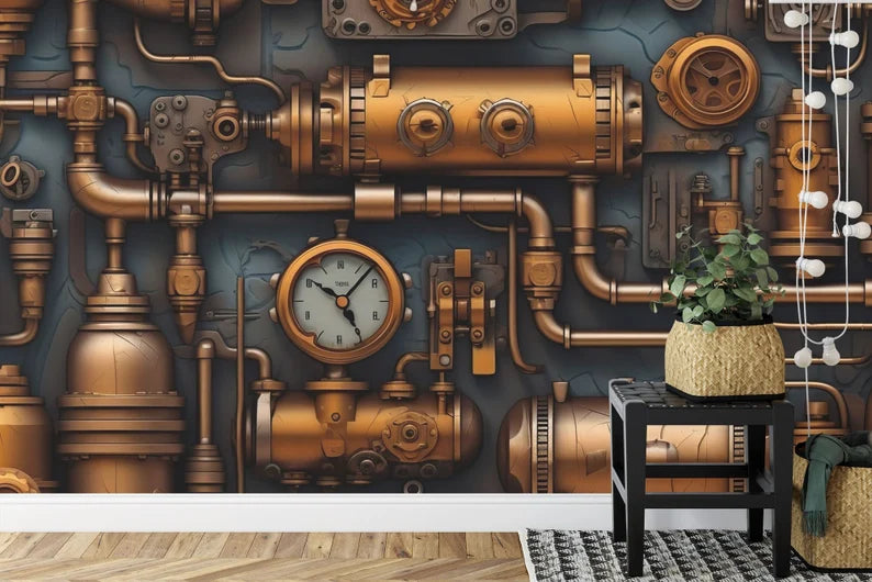 Steampunk Pipes Wallpaper Mural