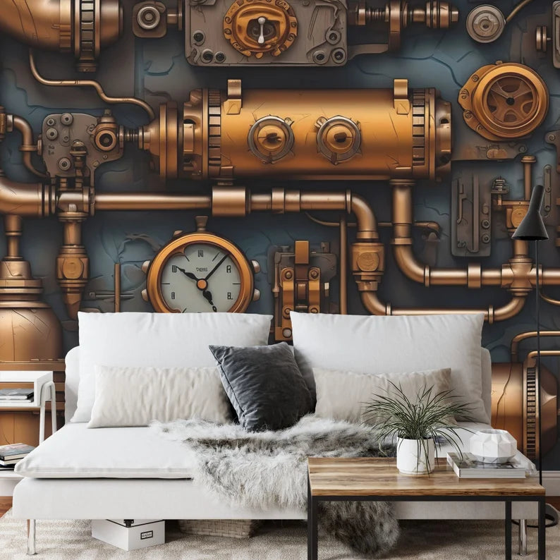 Steampunk Pipes Wallpaper Mural