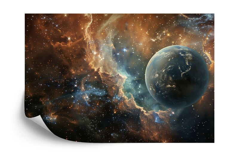 Earth & Galaxy Wallpaper Mural Space Wall Art