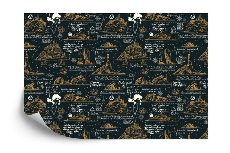 Vintage Travel Map Wallpaper Mural Art Print