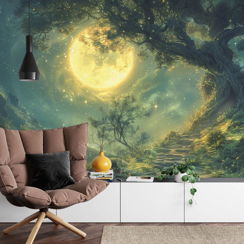 Enchanted Forest Photomural, Magical Pathway Wallpaper
