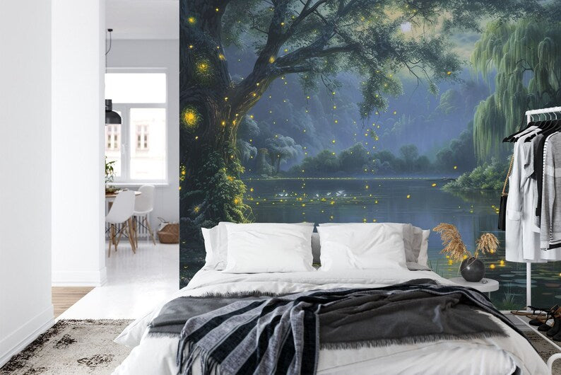 Mystical Forest Moon Wallpaper Mural, Peel and Stick Wall Decal