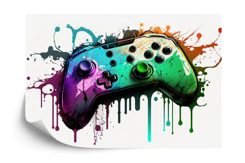 Wallpaper, Graffiti Gamepad Mural, Colorful Teenage Room