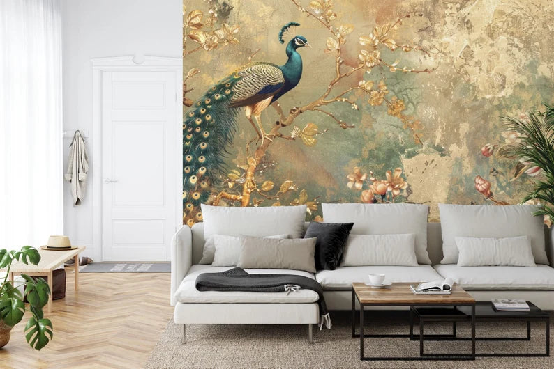 Peacock Art Print Wallpaper Mural Art Print