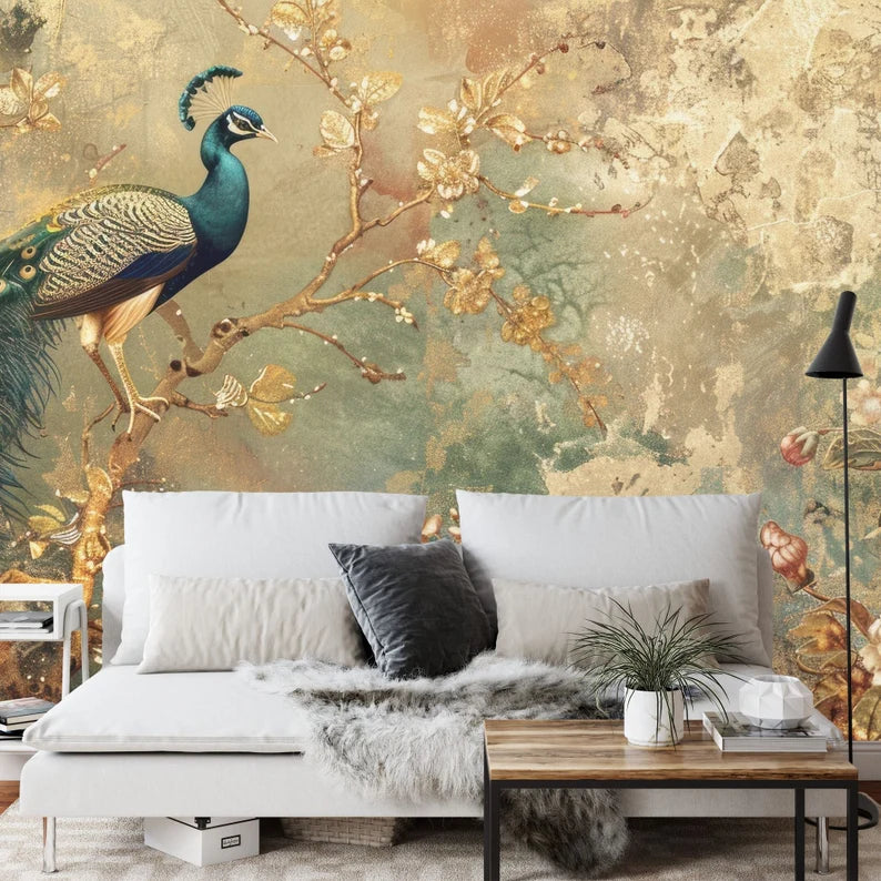 Peacock Art Print Wallpaper Mural Art Print