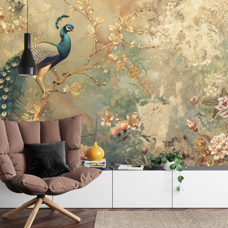 Peacock Art Print Wallpaper Mural Art Print