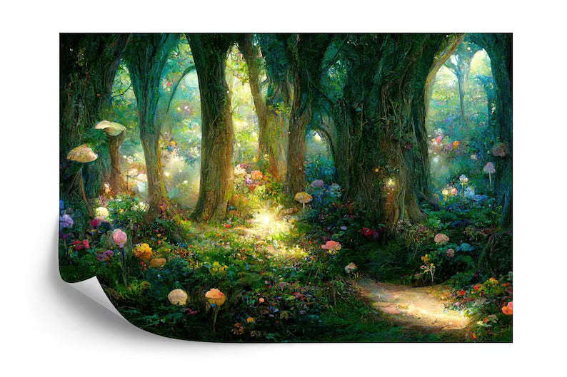 Fairytale Forest Wallpaper Mural, Magical Night Scene