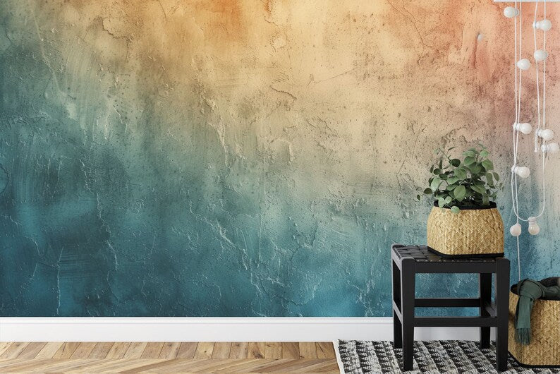 Green Ombre Grunge Wall Decal, Peel and Stick Wallpaper