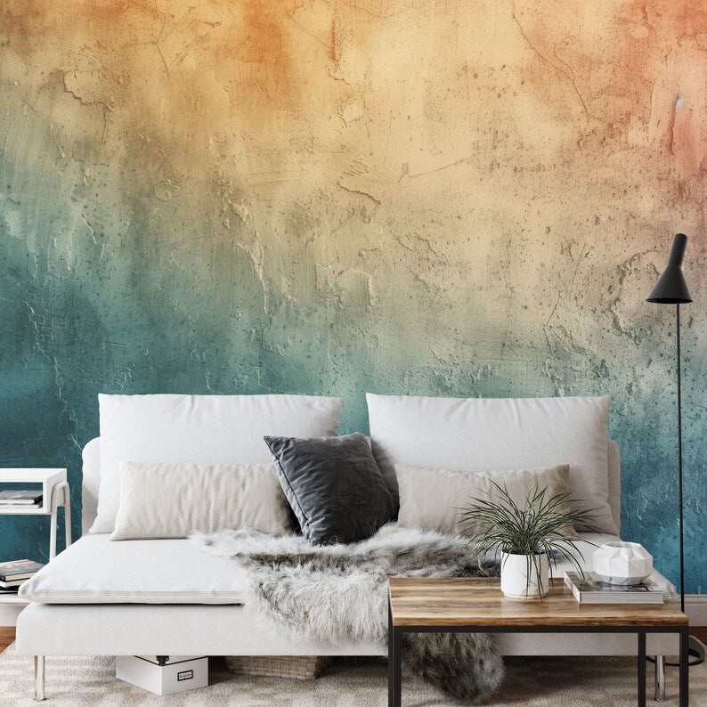 Green Ombre Grunge Wall Decal, Peel and Stick Wallpaper