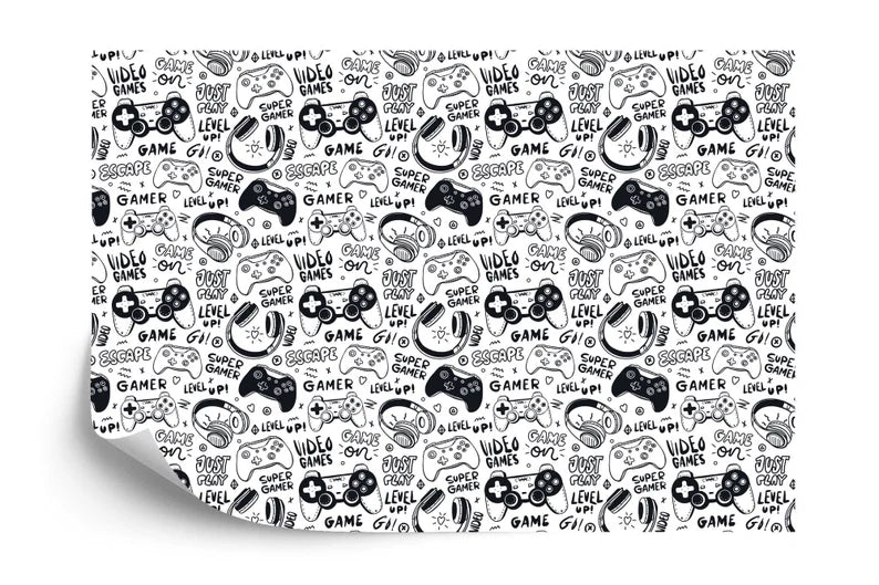 Gaming Room Wallpaper Mural, Game Controller Pattern