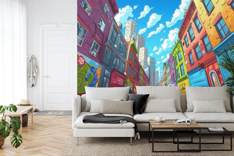 panoramic wall mural wallpaper presenting the complete artwork layout designed for large interior wall spaces wall decor wa