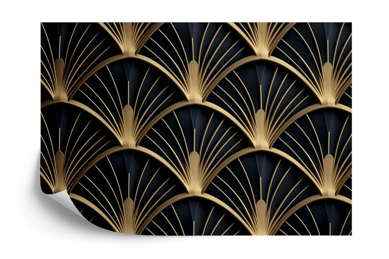 Art Deco Scallop Palm Fan Wallpaper Mural