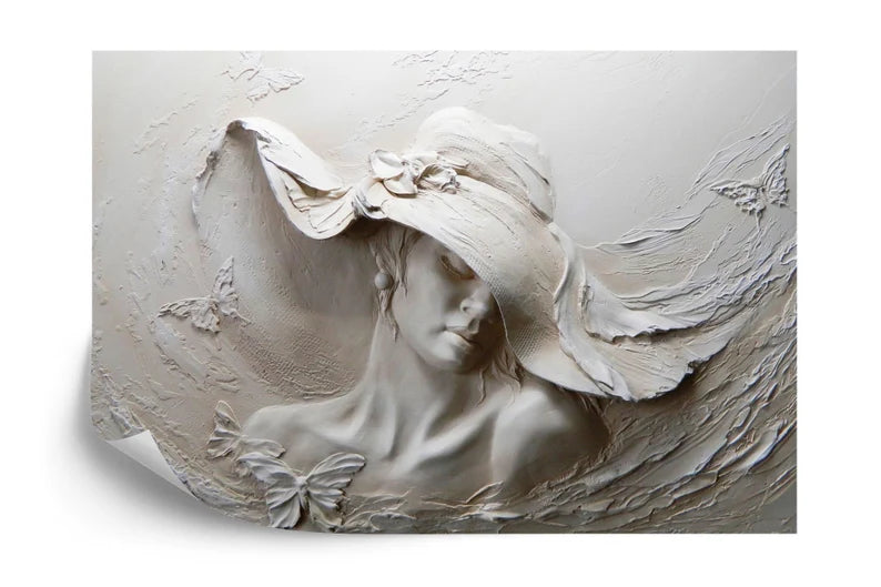 3D Woman Sculpture Wallpaper Mural, Removable