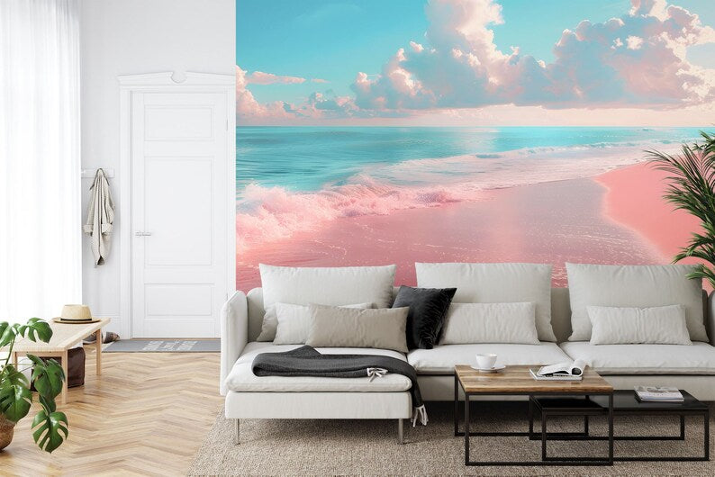 Pink Sand Beach Wallpaper Mural, Starlight Clouds