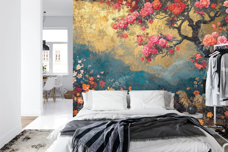 Vintage Chinoiserie Floral Wallpaper Mural
