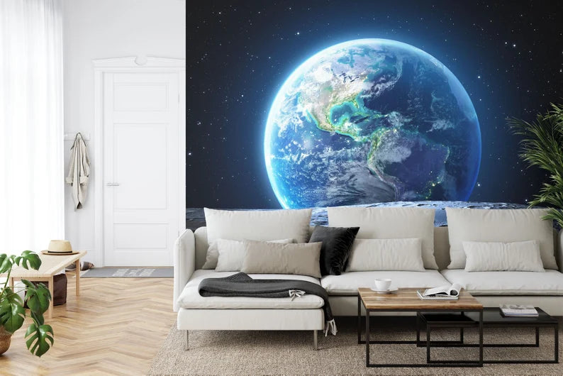 Earth From Moon View Wallpaper Mural Art Print