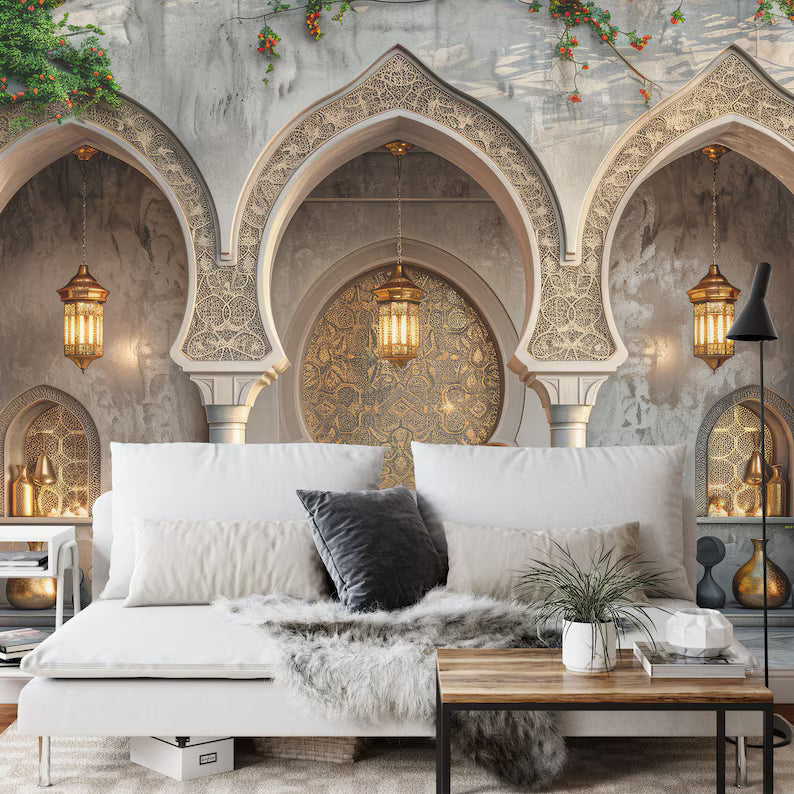 Islamic Arches Wallpaper Mural, Arabian Nights Decor
