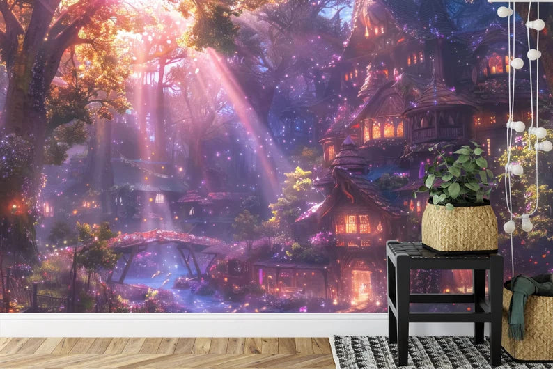Enchanted Forest Cottage Wallpaper Mural