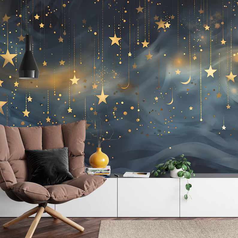 Night Sky Stars & Moon Wallpaper Mural Wall Decal