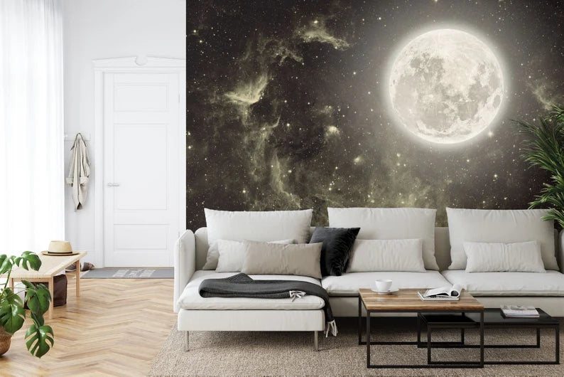 Night Sky Moon Stars Wallpaper Mural