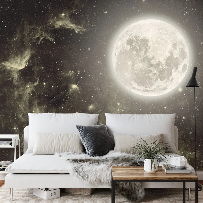 Night Sky Moon Stars Wallpaper Mural