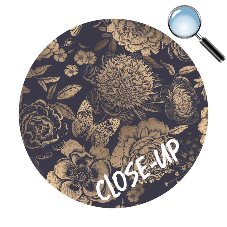 Black and Gold Peony Wallpaper Mural, Vintage Floral