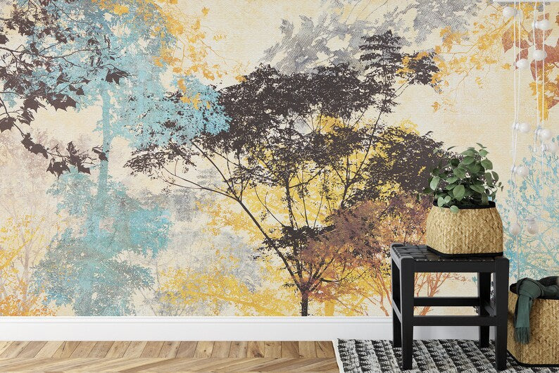 Forest Silhouette Wallpaper Mural Art Print