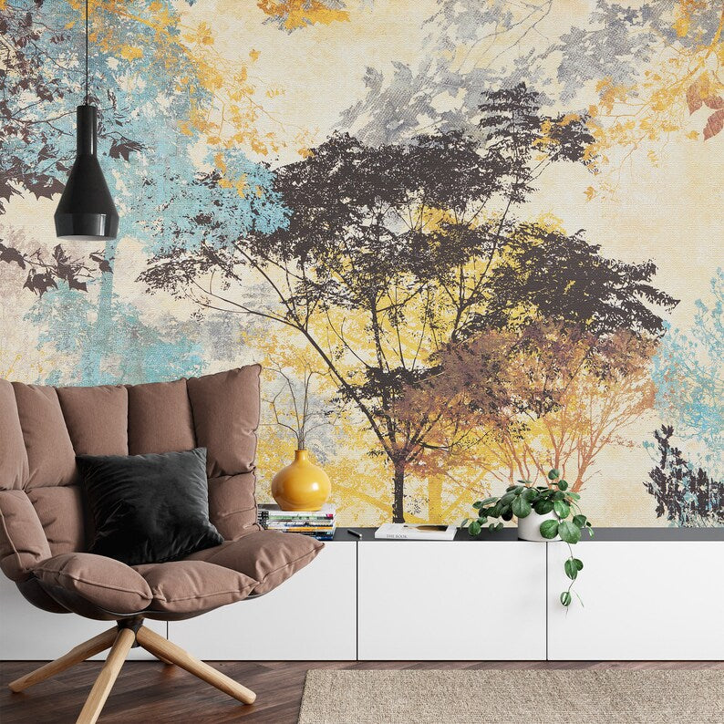 Forest Silhouette Wallpaper Mural Art Print