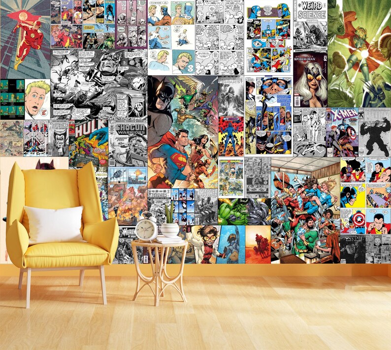 Vintage Comic Book Collage Wallpaper Mural