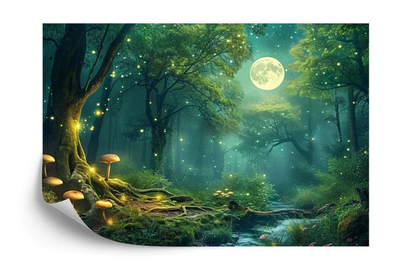Enchanted Forest Moonlit Night Wallpaper Mural