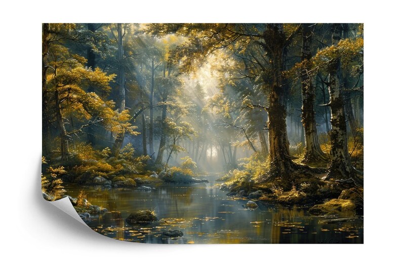 Enchanted Forest Wallpaper Mural, Tranquil Art Print