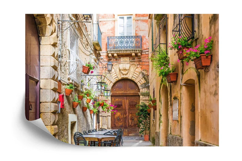 Positano Italy Cafe Street Scene Wallpaper Mural
