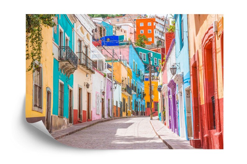Guanajuato Mexico Alley Wallpaper Mural, Colorful Cityscape
