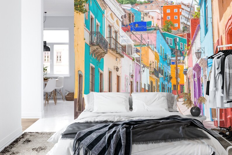 Guanajuato Mexico Alley Wallpaper Mural, Colorful Cityscape