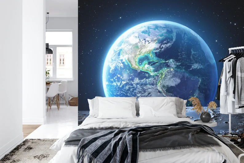 Earth From Moon View Wallpaper Mural Art Print