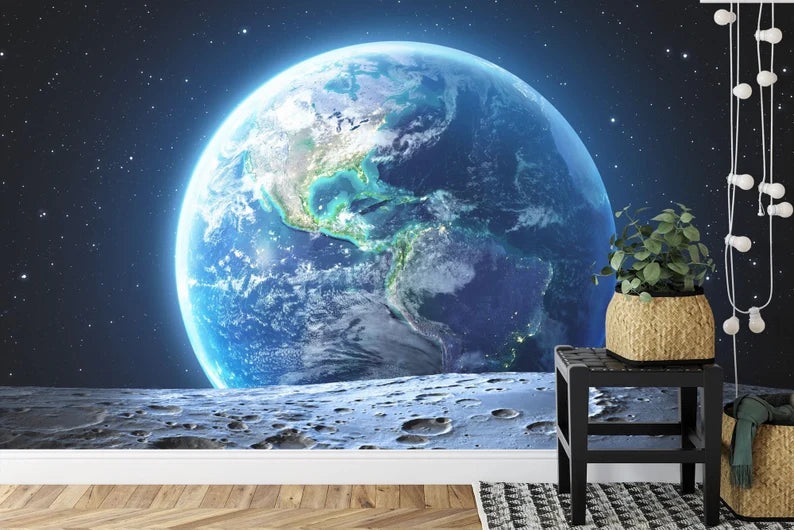 Earth From Moon View Wallpaper Mural Art Print