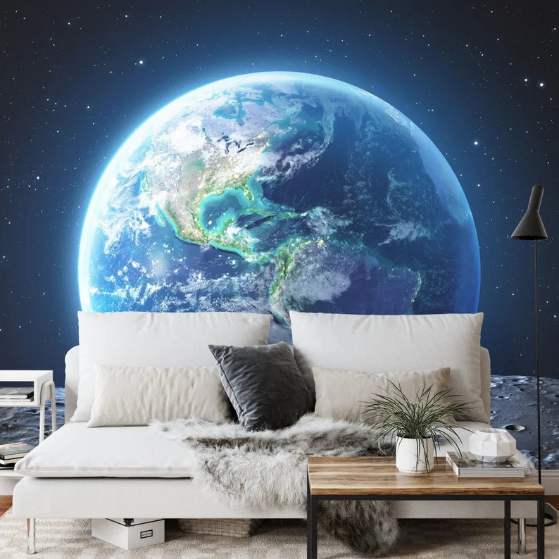 Earth From Moon View Wallpaper Mural Art Print