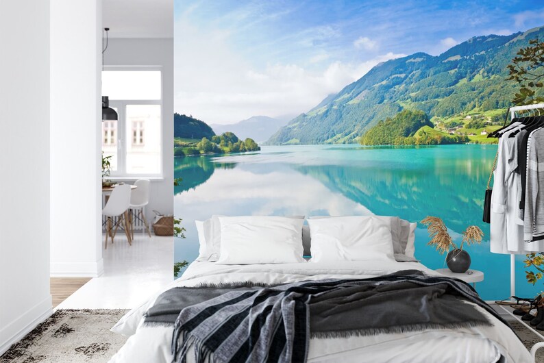 Lake and Mountain Mural, Peel and Stick Wallpaper