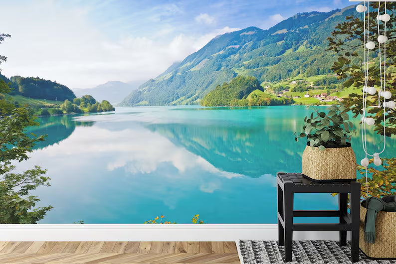Lake and Mountain Mural, Peel and Stick Wallpaper