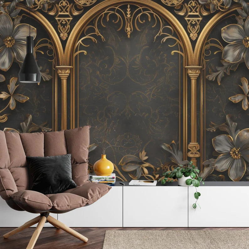 Gothic Floral Wallpaper Mural Art Print