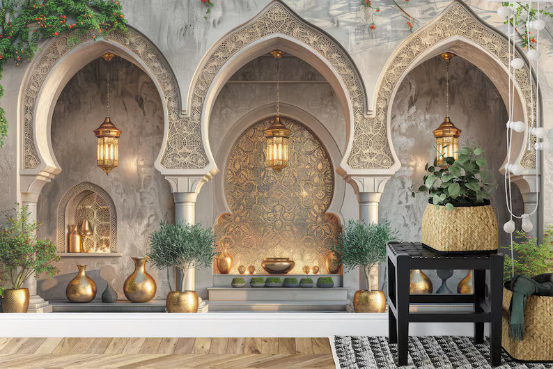 Islamic Arches Wallpaper Mural, Arabian Nights Decor